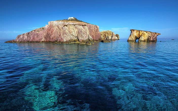 Blue beaches in Antiparos.