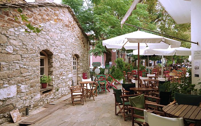 Traditional square in greek island Ikaria