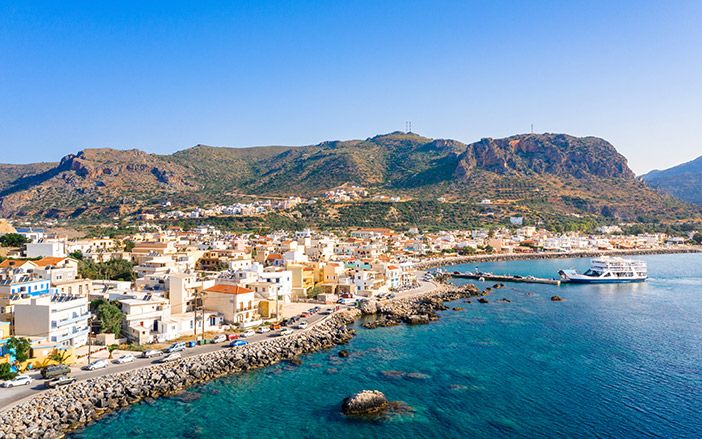 Palaiochora village in Crete with sea view