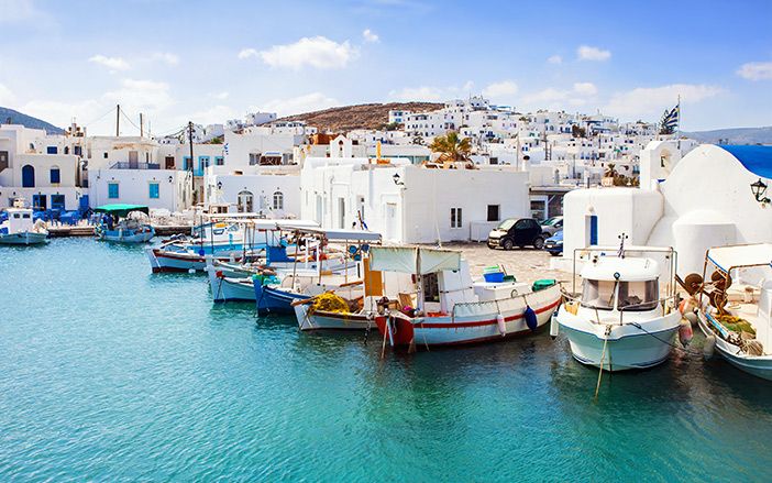 Chora of Paros in blue and white colors
