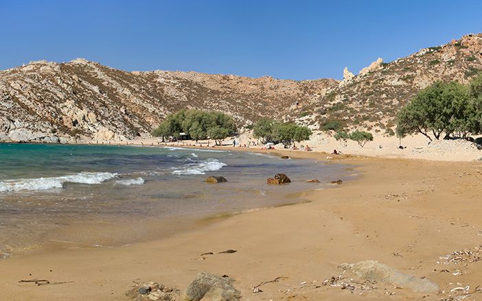 Sandy beach Psili Ammos in Patmos