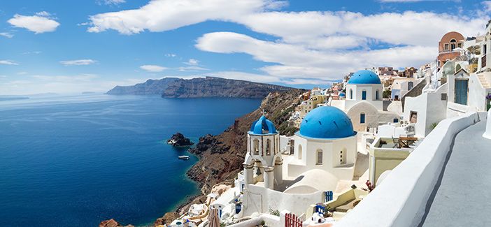 A beautiful Church in Santorini island with an awesome view