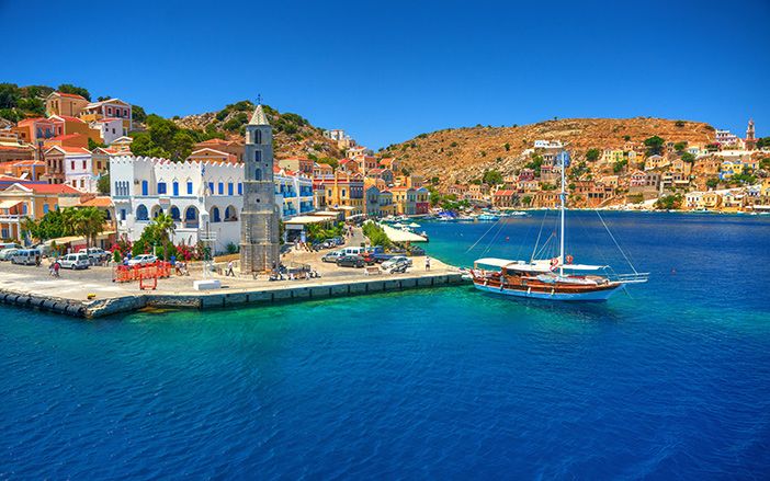 View of the port of Symi island