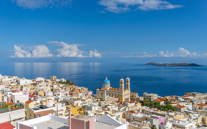 The beautiful view of Syros island