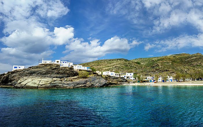 The blue crystal waters of Tinos island
