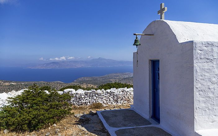 Beautiful Church in the hill of Iraklia Island