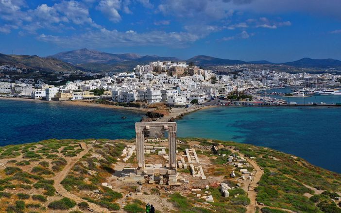 The port of Naxos and the monument of Portara