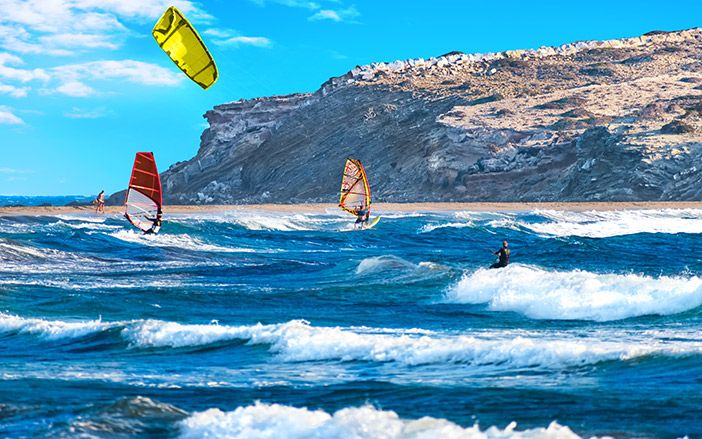 Windsurfing in Rhodes island